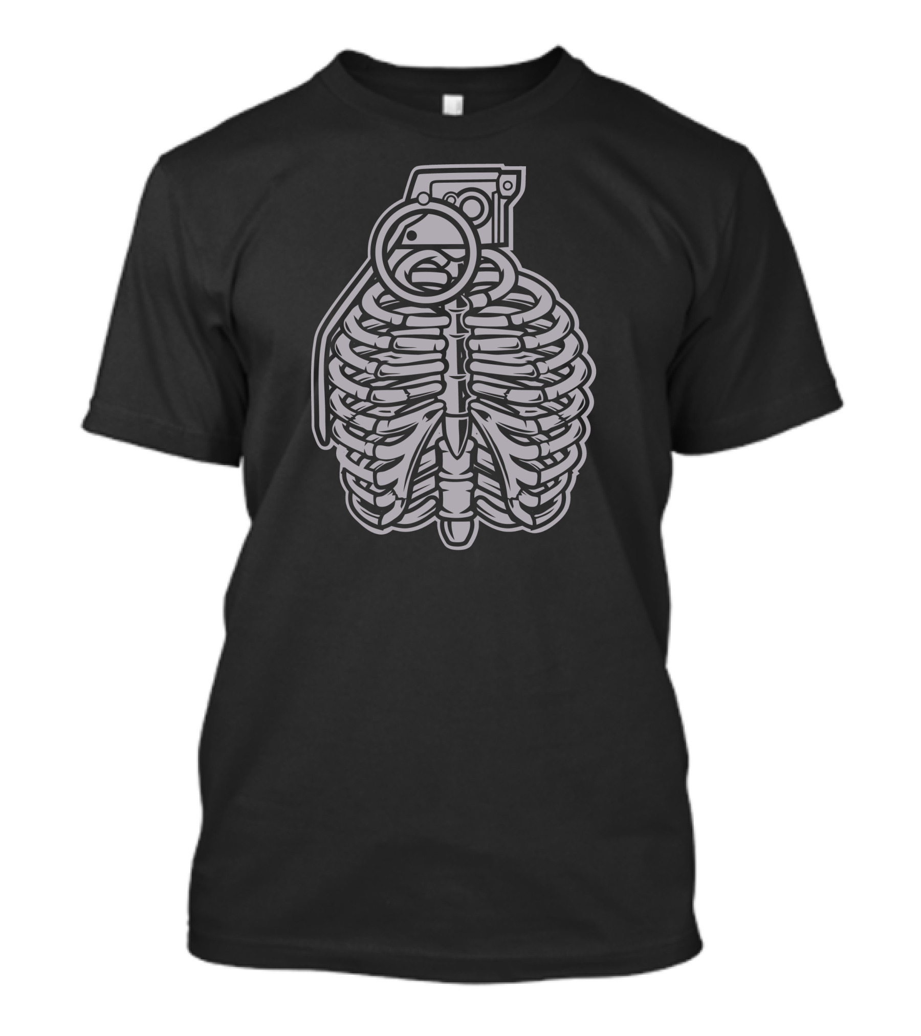 Grenade Ribcage Skeleton Design Explosive Anatomy Fusion T-Shirt