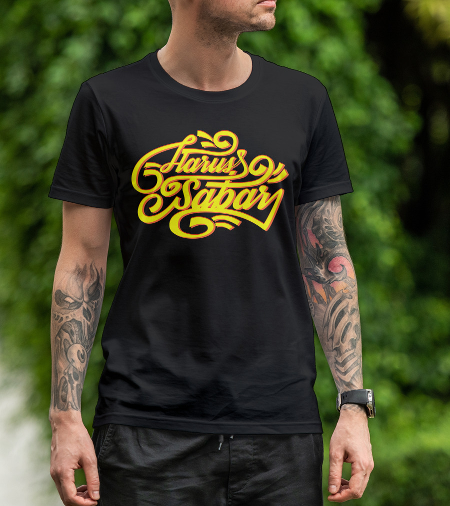 Harus Sabar Bold Yellow Swirls T-Shirt