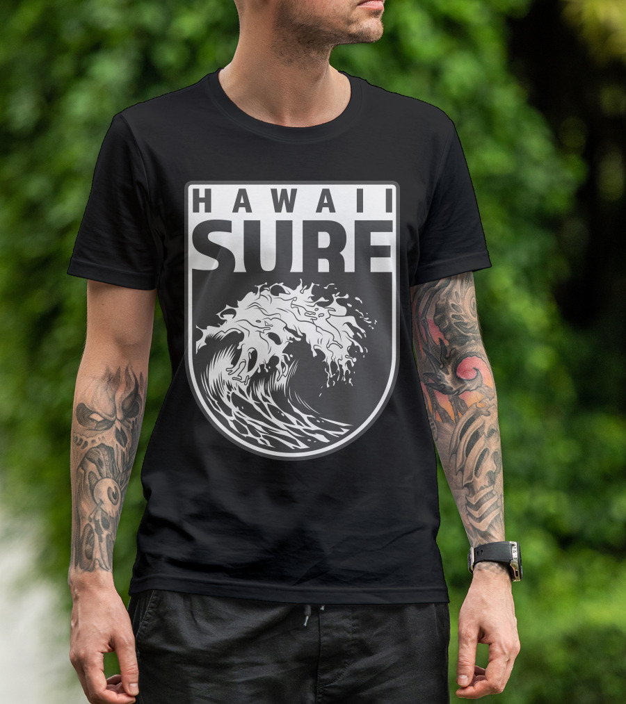 HAWAII SURF Ocean Wave Emblem T-Shirt
