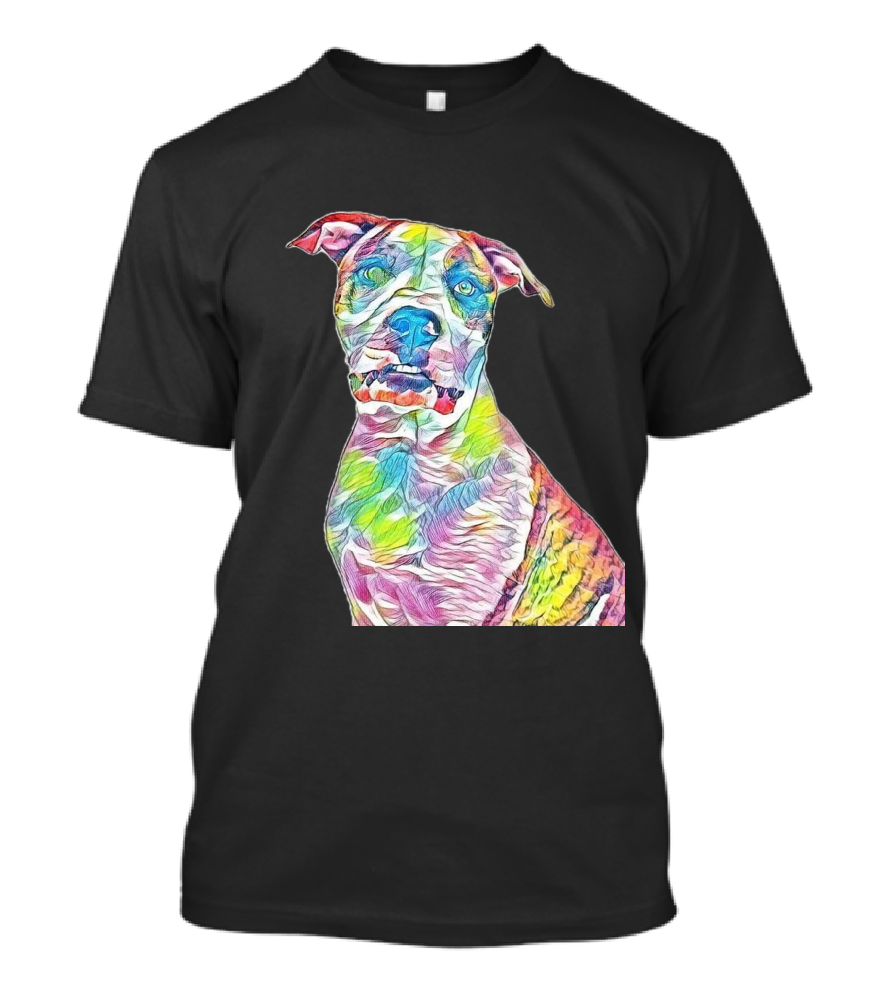 Colorful Head Shot Of An American Staffy Dog T-Shirt