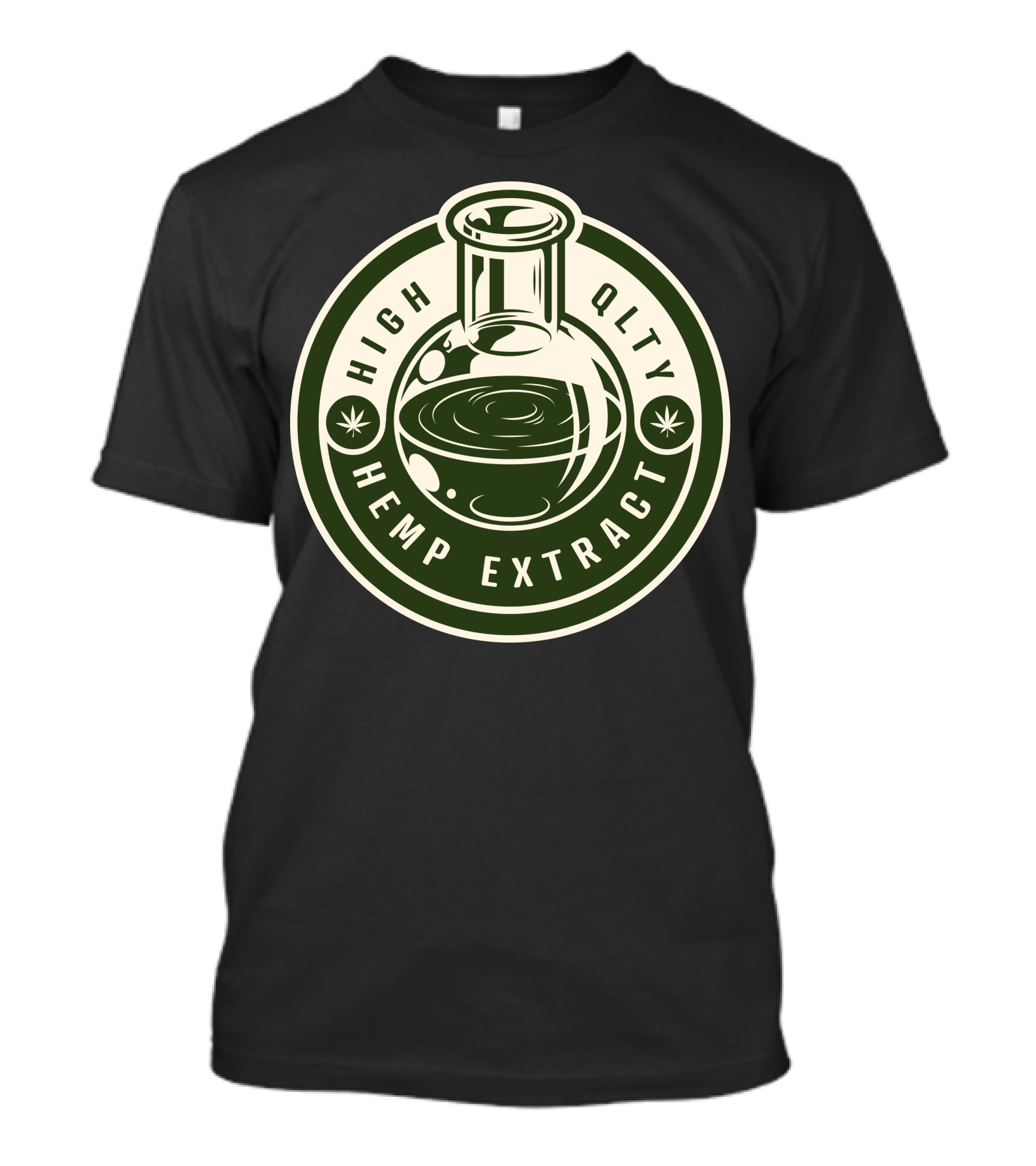 HIGH QLTY HEMP EXTRACT BEAKER LOGO CANNABIS ICON CIRCLE LABEL T-Shirt
