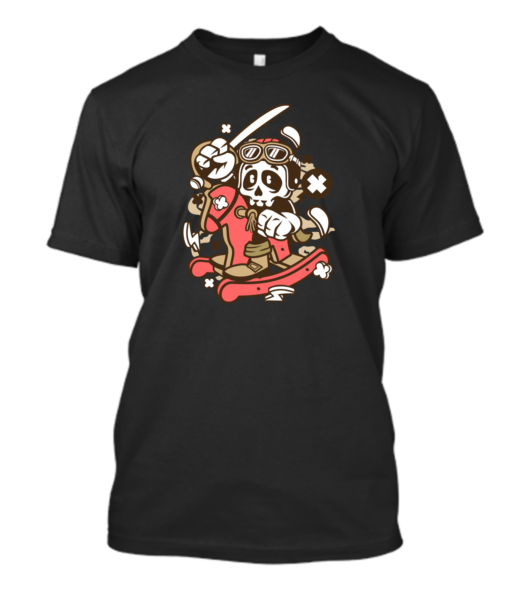 Skull Riding Rocking Horse With Sword And Goggles T-Shirt