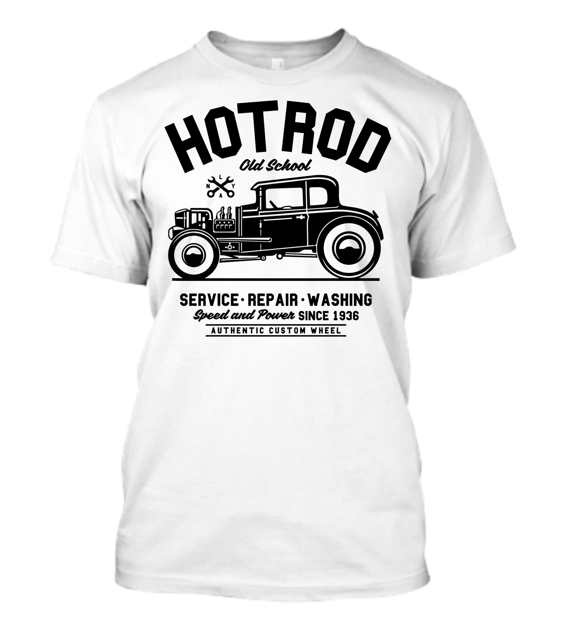 Hot Rod Old School Speed And Power Since 1936 Authentic Custom Wheel Service Repair Washing T-Shirt