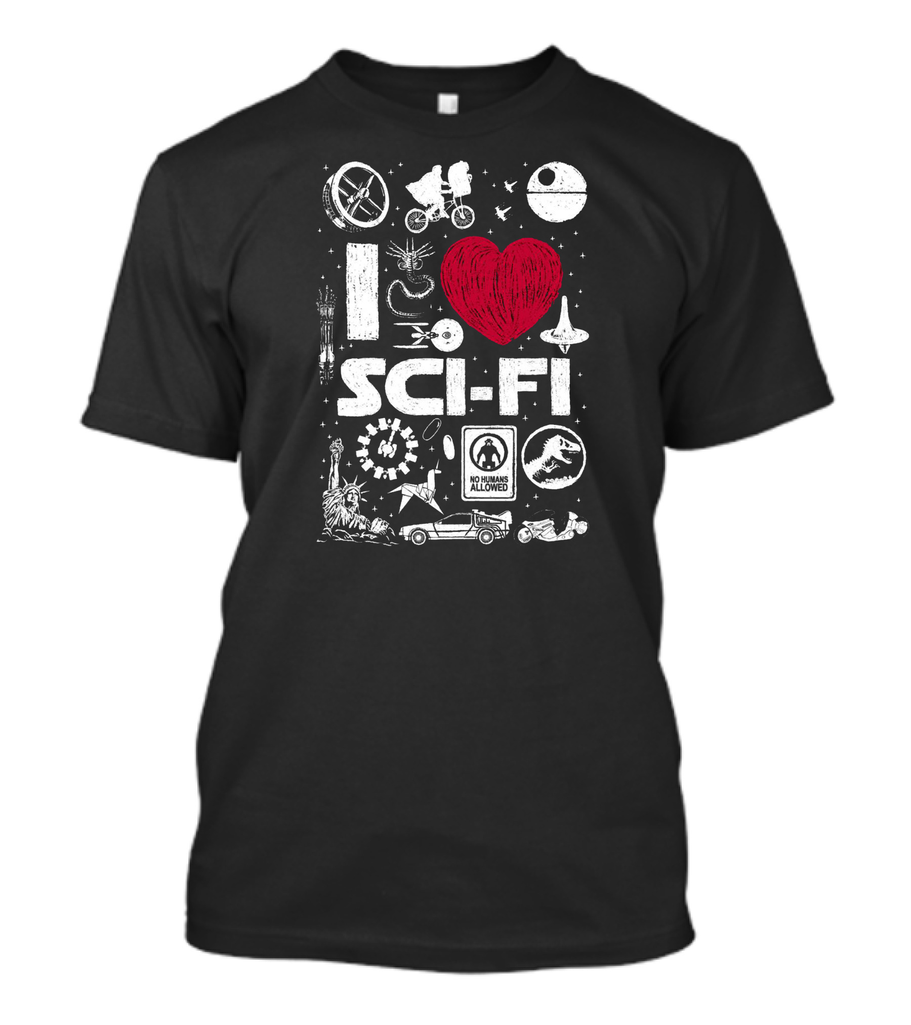 I Love Sci-Fi Icons No Humans Allowed T-Shirt
