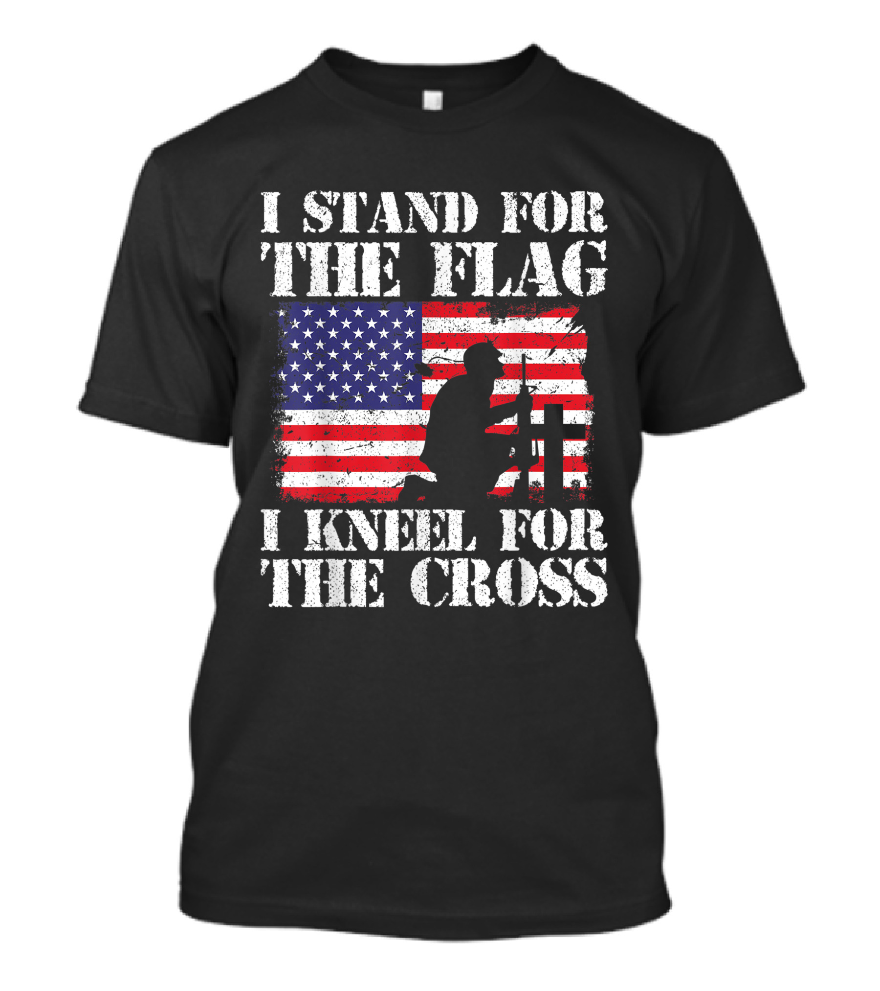 I Stand For The Flag I Kneel For The Cross American Flag T-Shirt