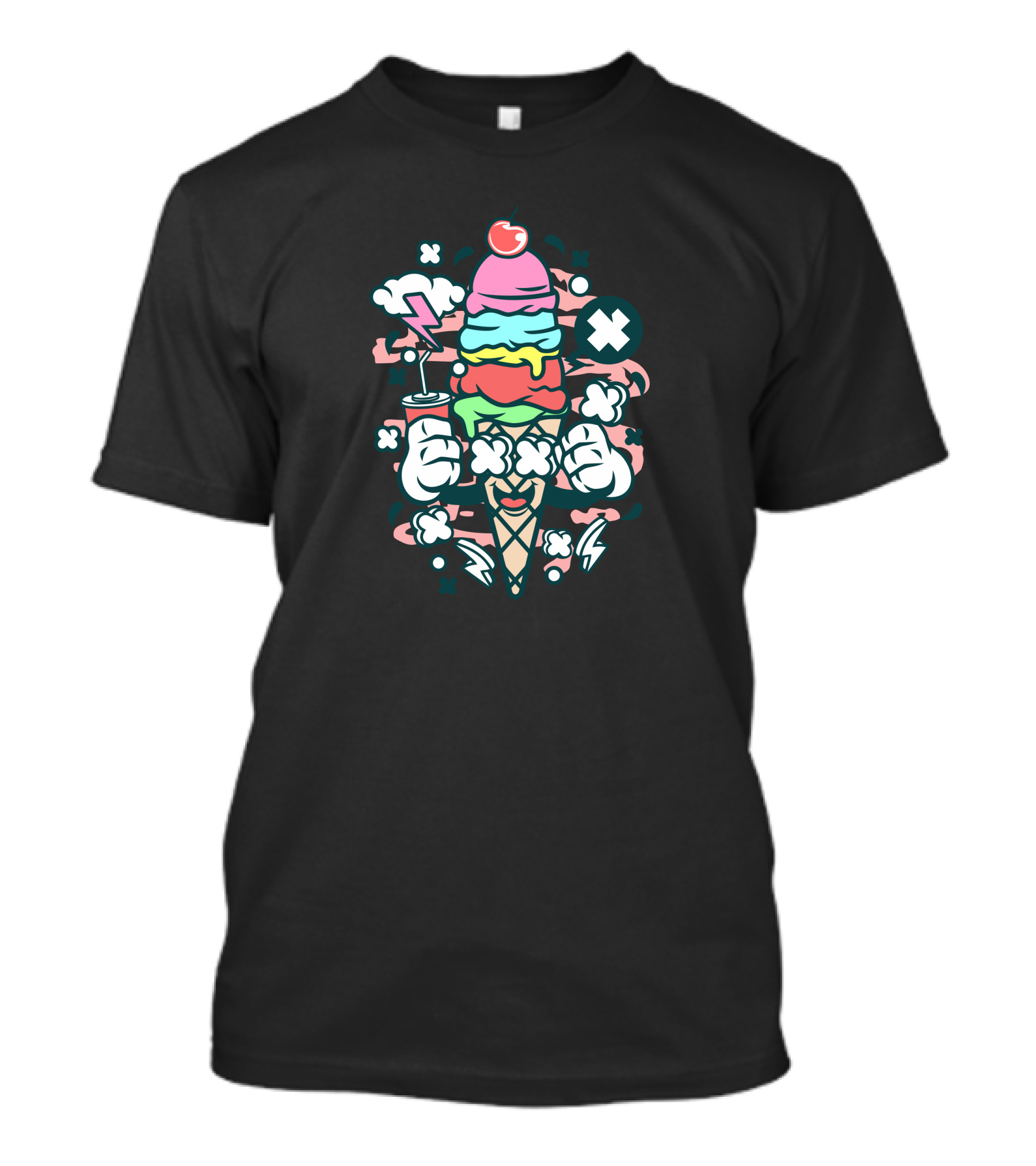 Ice Cream Lightning Bolt Cherry Clouds T-Shirt
