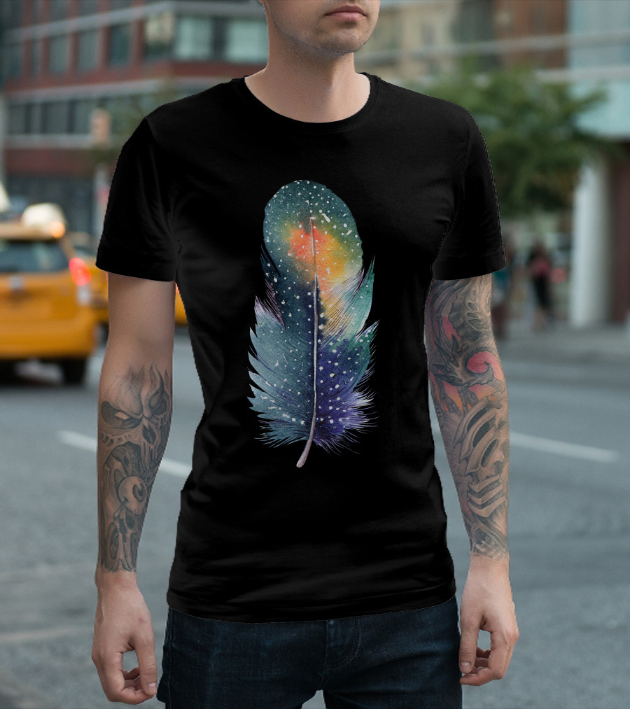 Imgbin Vivid Galaxy Feather Watercolor Painting Illustration Png T-Shirt
