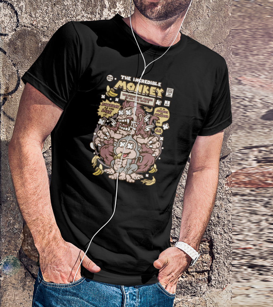 The Incredible Monkey Comic Parody With Gorilla And Bananas T-Shirt