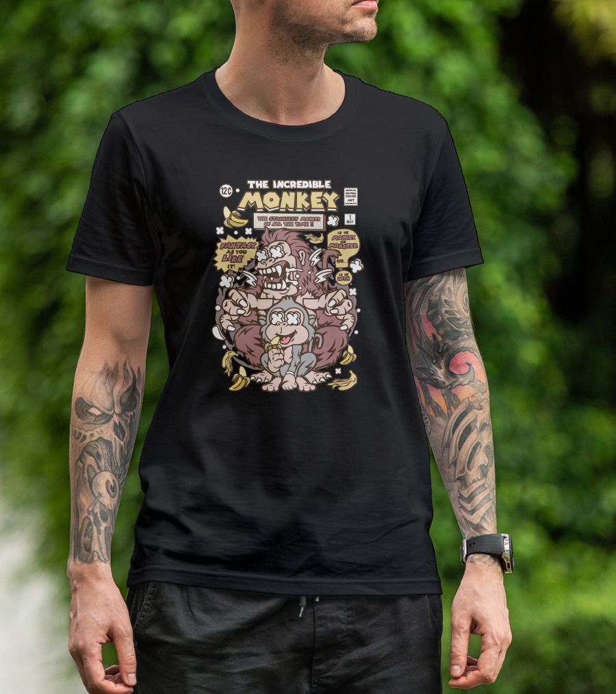 The Incredible Monkey Comic Parody With Gorilla And Bananas T-Shirt