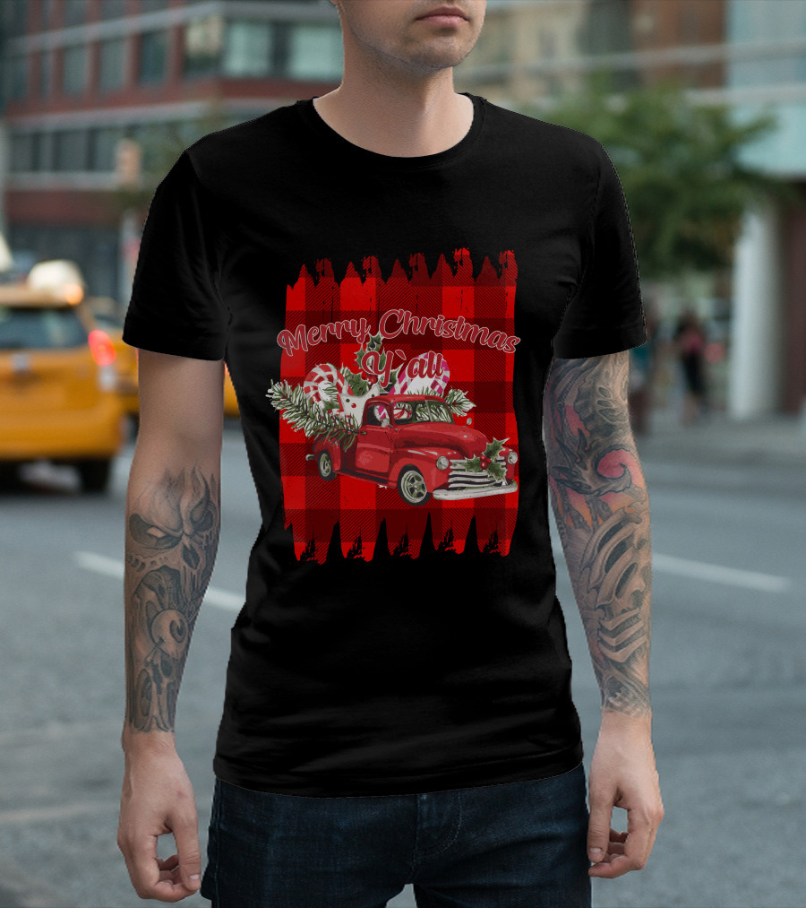 Merry Christmas Y'all Vintage Red Truck T-Shirt