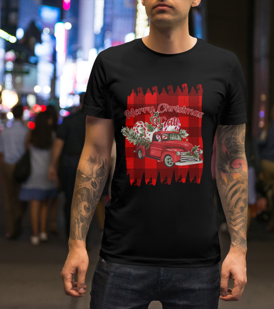 Merry Christmas Y'all Vintage Red Truck T-Shirt