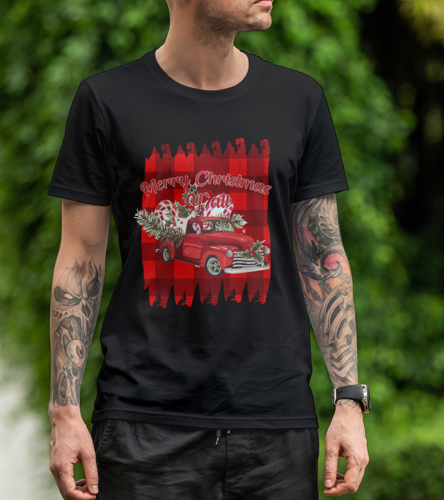 Merry Christmas Y'all Vintage Red Truck T-Shirt