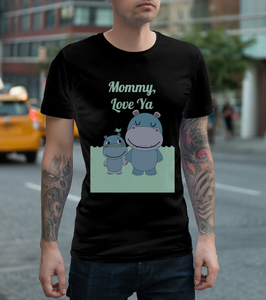 Mommy Love Ya Hippo Family Holding Hands T-Shirt