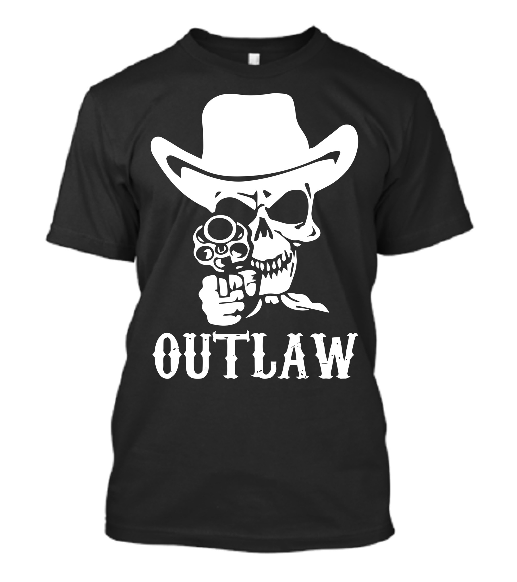 Outlaw Cowboy Skull With Hat And Gun T-Shirt