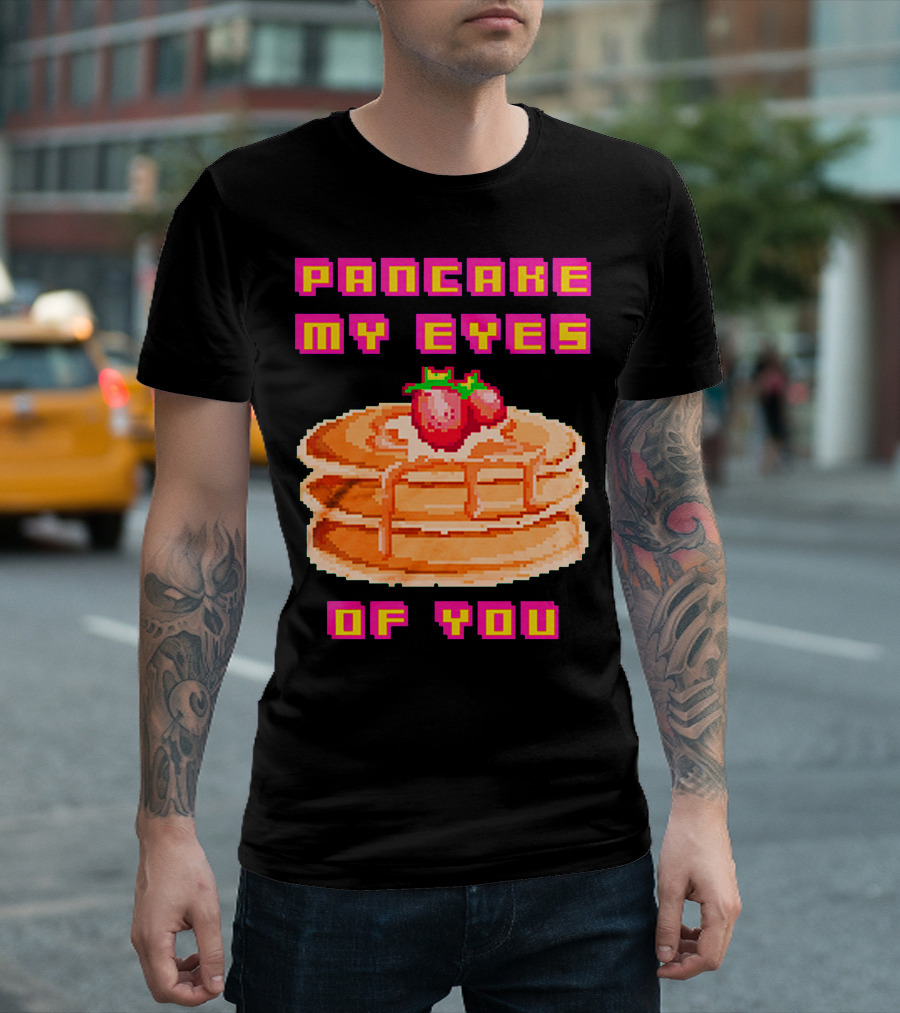 Pancake My Eyes Of You Pixel Art Stack with Strawberries T-Shirt