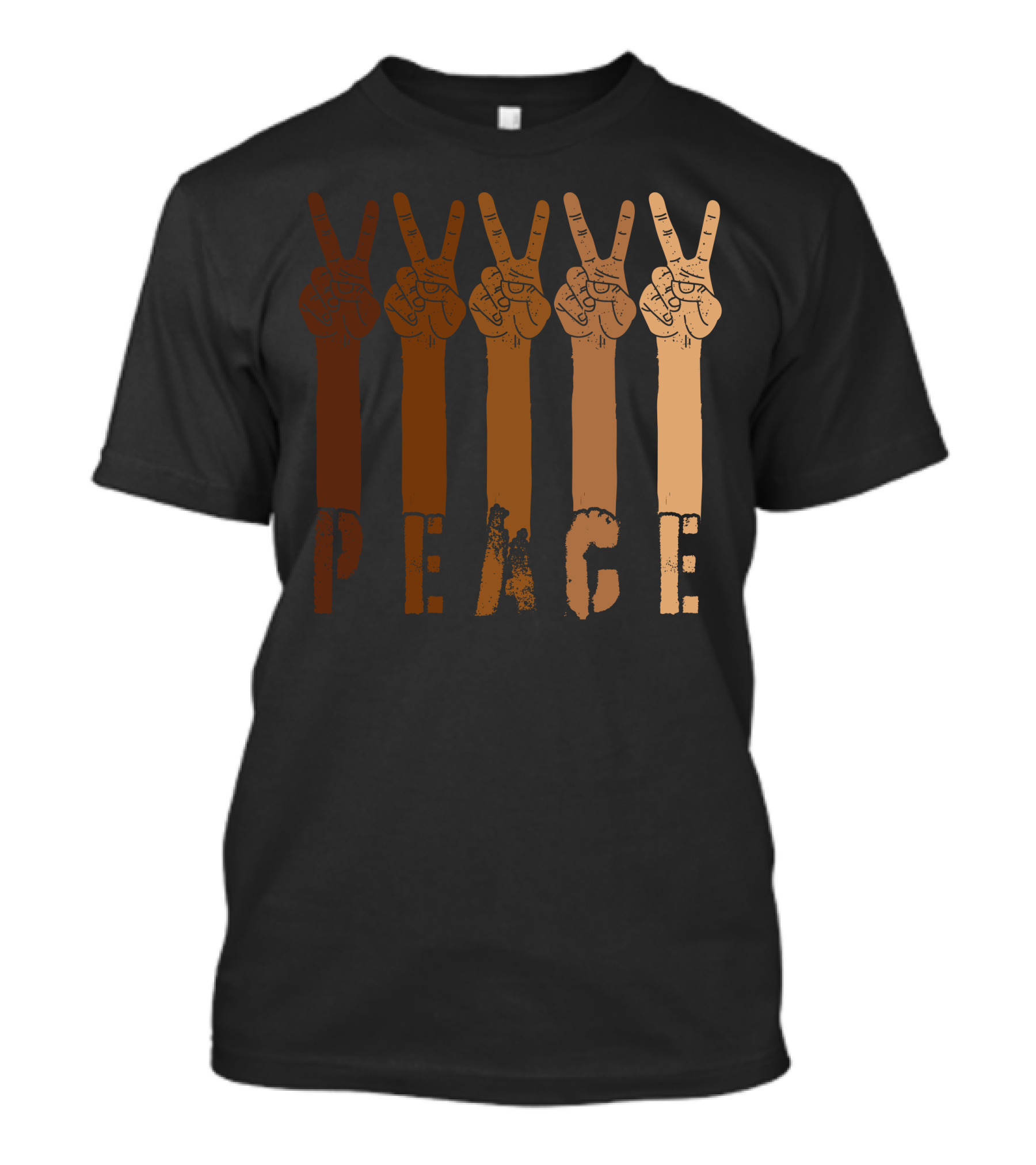 PEACE Hand Gesture Brown Tones T-Shirt