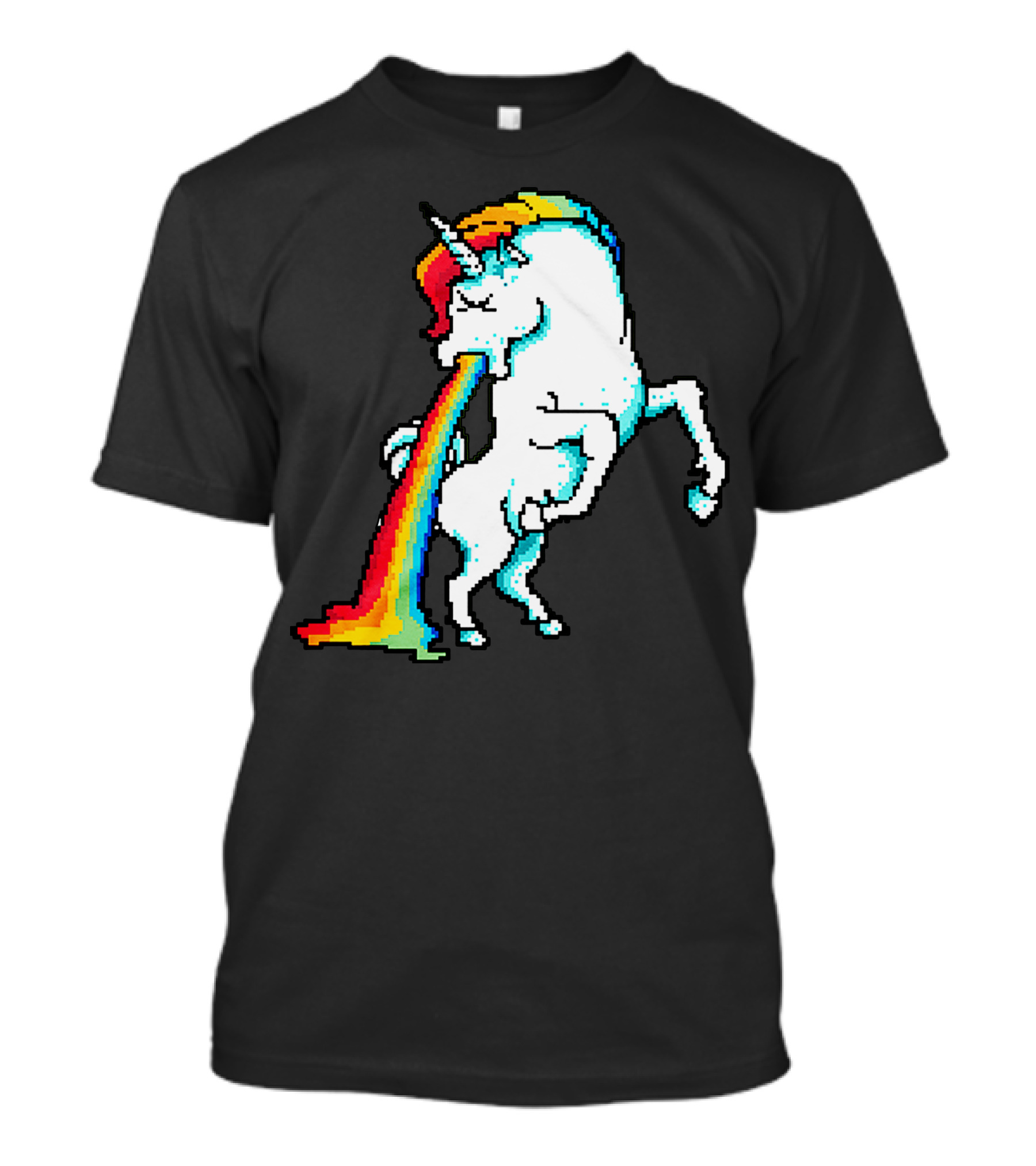 Rainbow Vomiting Unicorn Pixel Art Magic T-Shirt