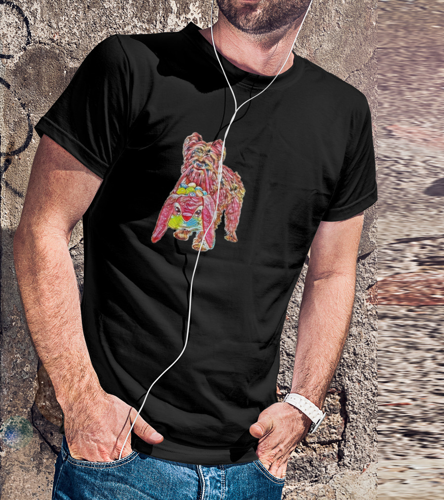 Pyrenean Shepherd Dog With Colorful Bunny Toy T-Shirt