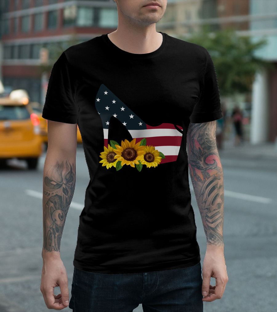 American Flag High Heel Sunflower Combo T-Shirt