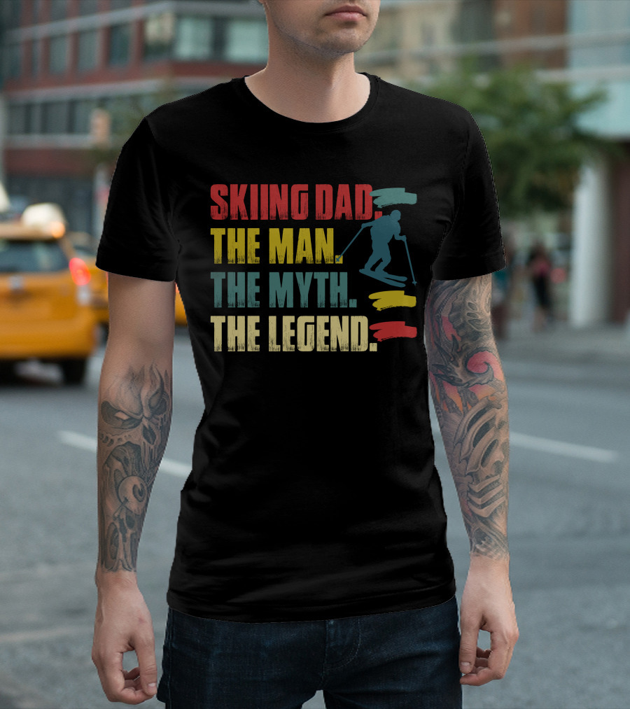 Skiing Dad The Man The Myth The Legend Vintage-Style Skier T-Shirt