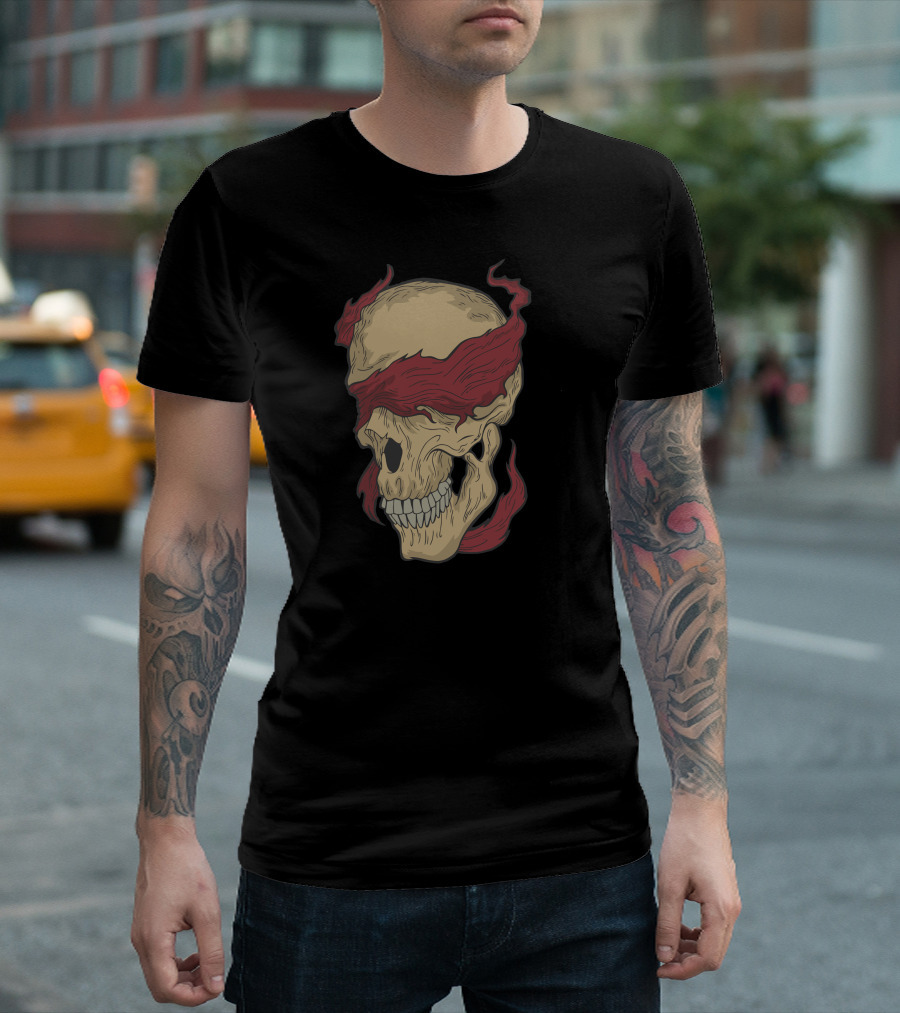 Skull Wrapped in Red Flames T-Shirt