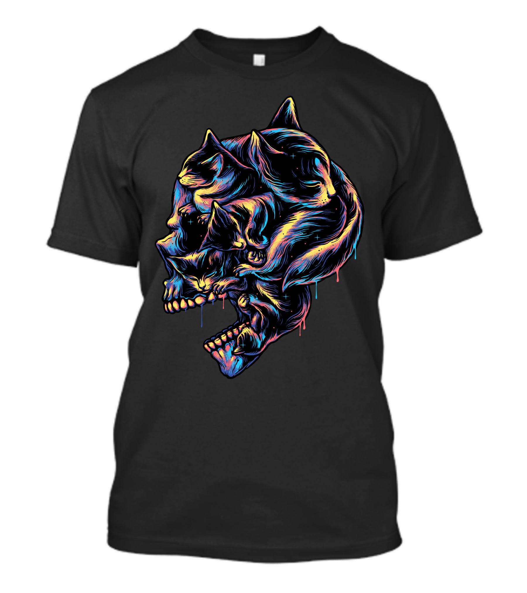 Sleepyhead Neon Cat Skulls T-Shirt