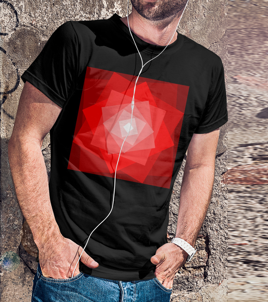 Stylized Red Rose Geometric Layers T-Shirt