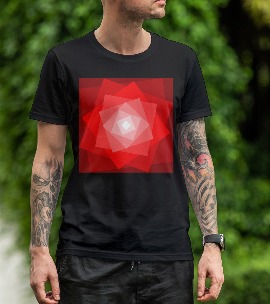 Stylized Red Rose Geometric Layers T-Shirt