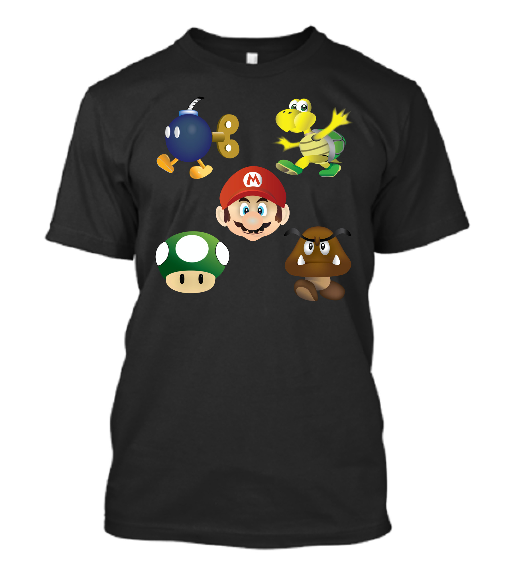 Supermario All Characters Mario Goomba Koopa Troopa Bob-omb Mushroom T-Shirt