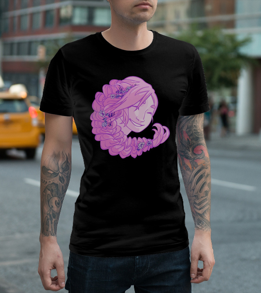 The Happy Pink Haired Girl with Floral Braid T-Shirt