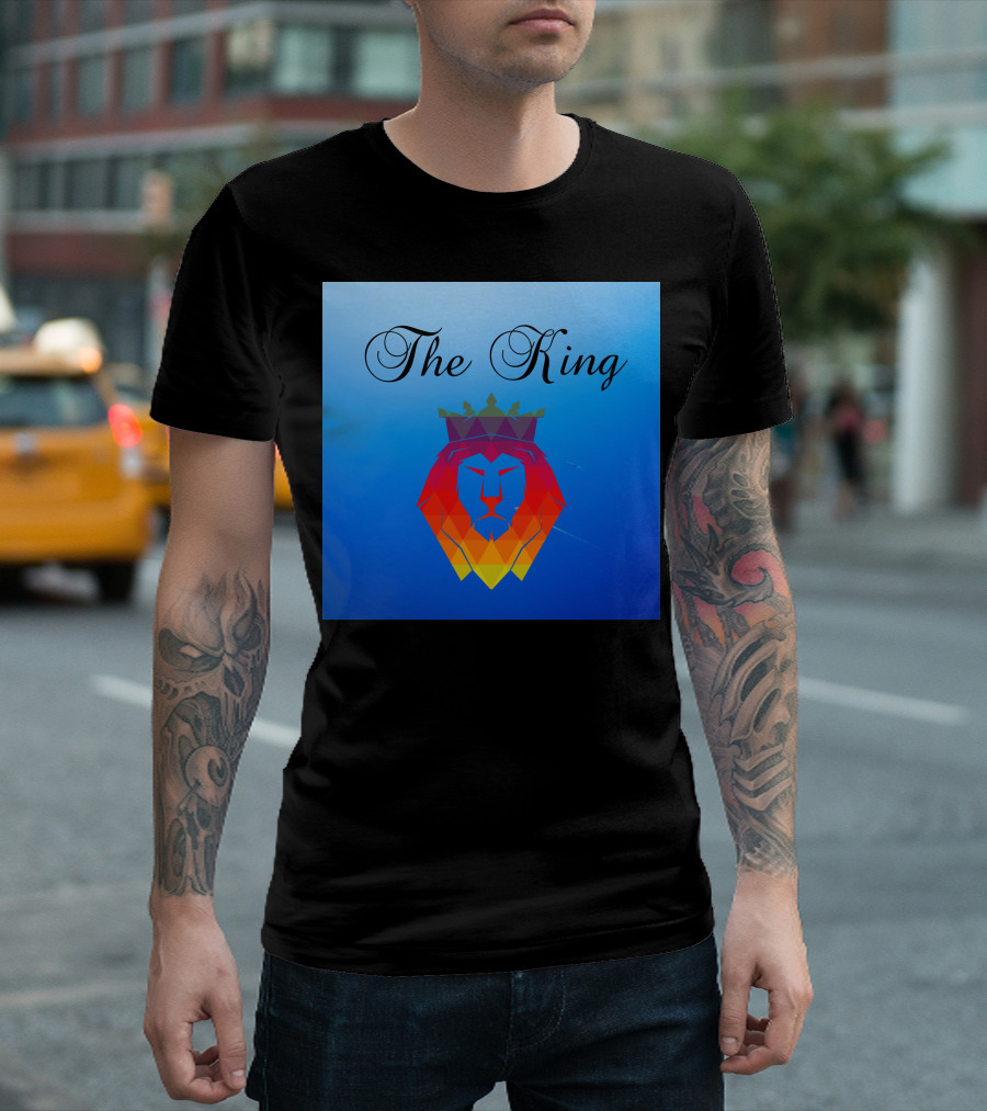 The King Vibrant Geometric Crowned Lion T-Shirt