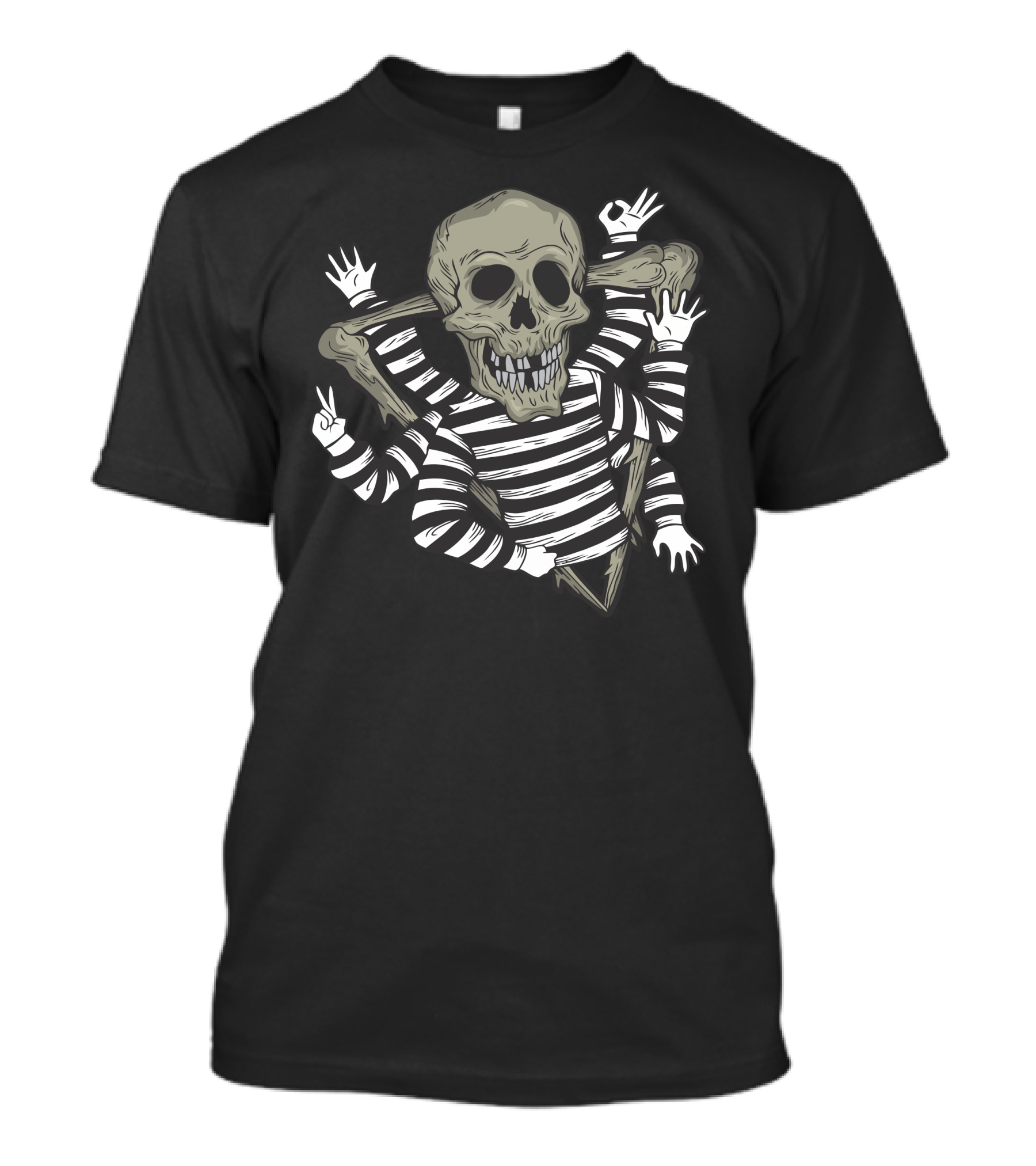 The Skull Has Many Hands Peace And Stripes Skeleton T-Shirt