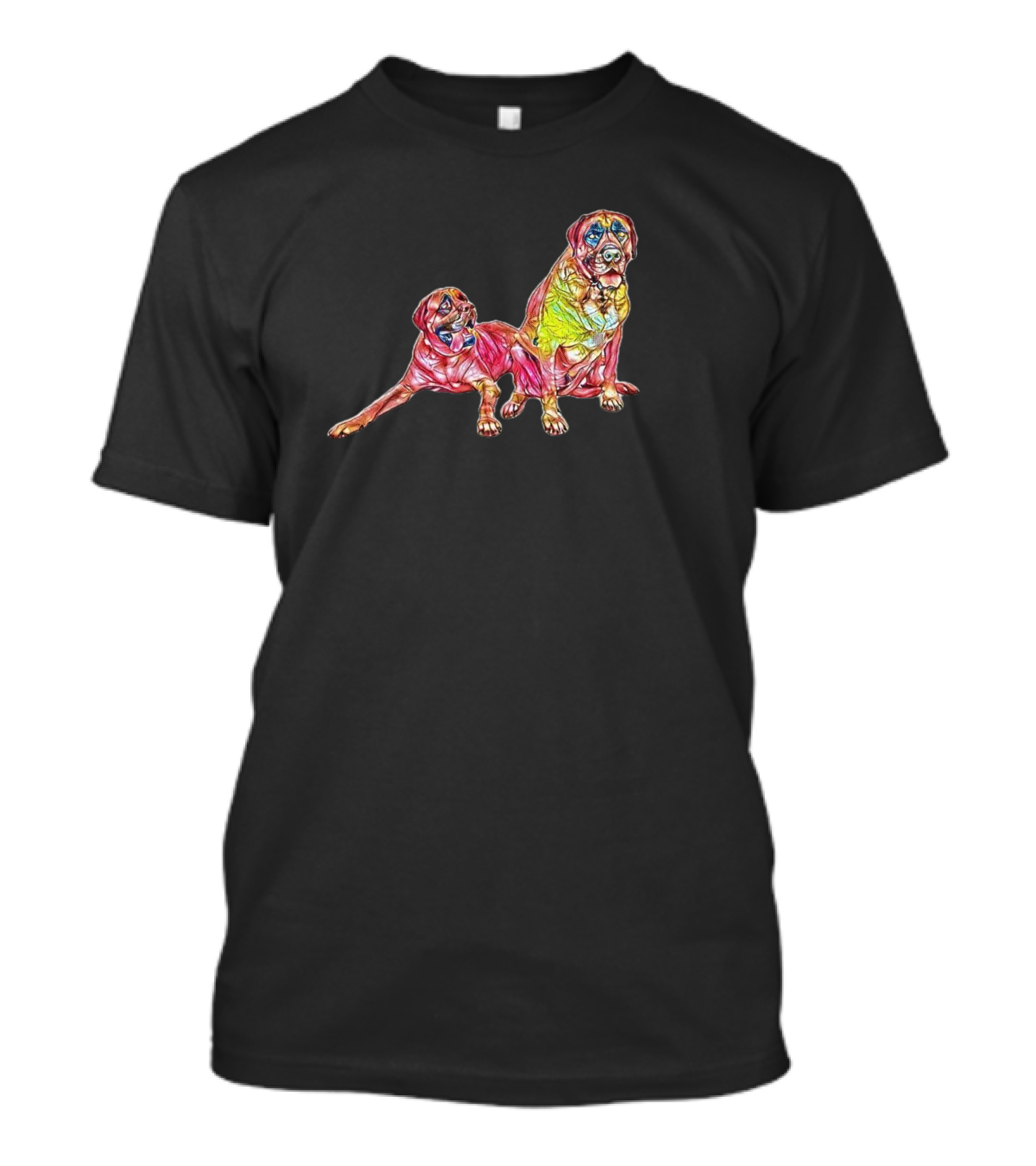 Two Large Colorful English Mastiff Dogs T-Shirt