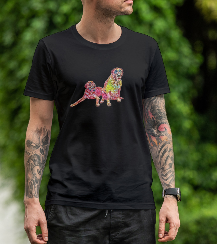 Two Large Colorful English Mastiff Dogs T-Shirt