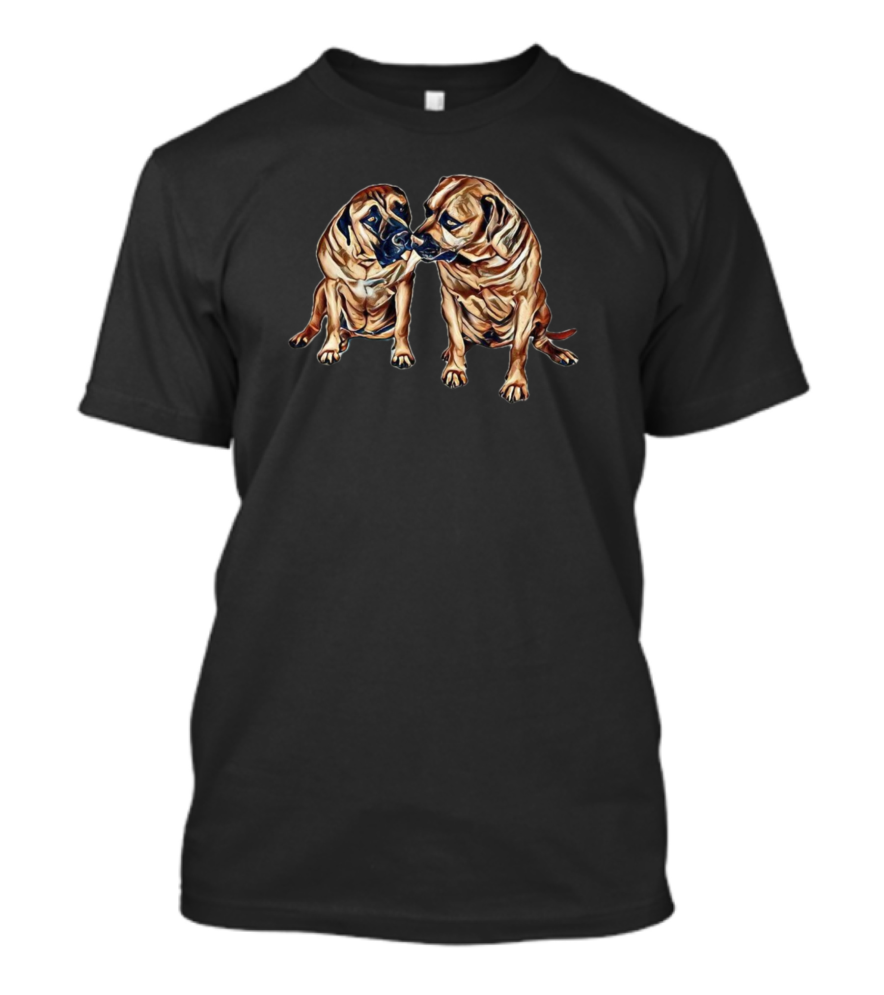 Two Mastiff Dogs Sitting Together Lovingly T-Shirt