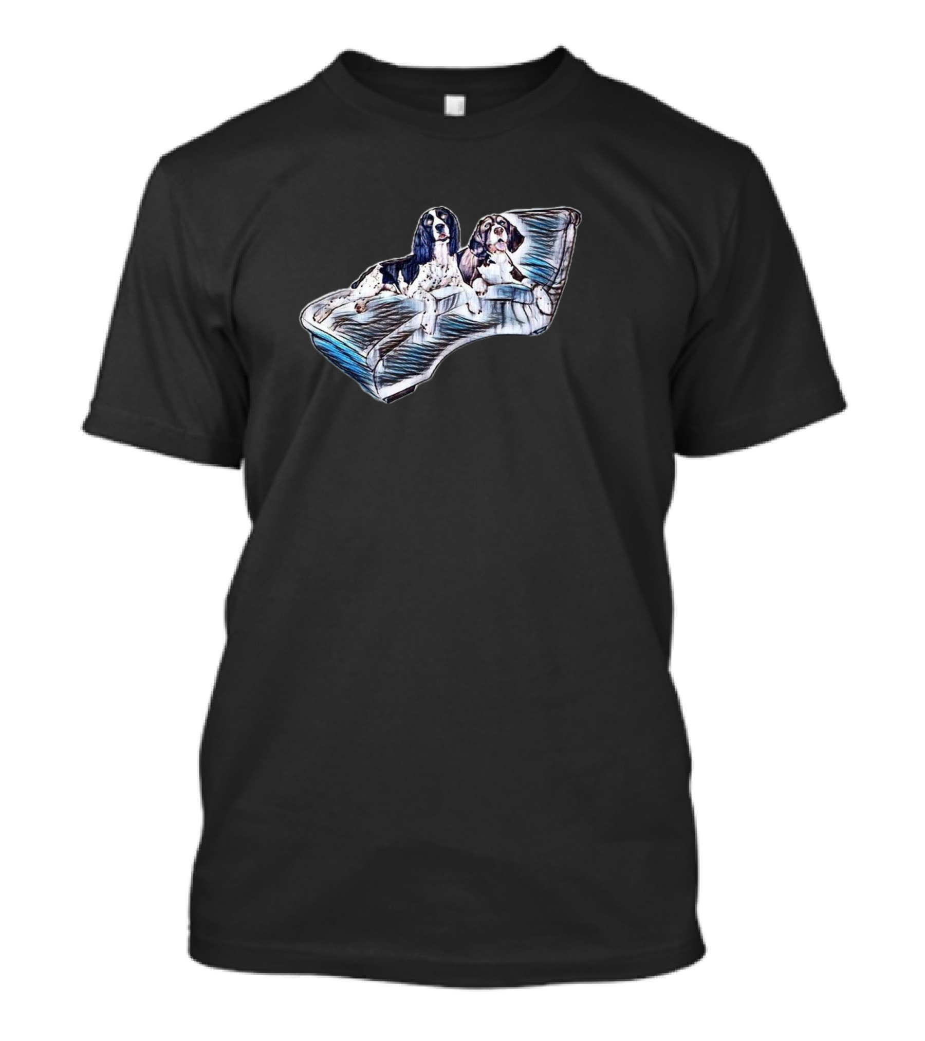 Two Springer Spaniel Dogs On Couch T-Shirt