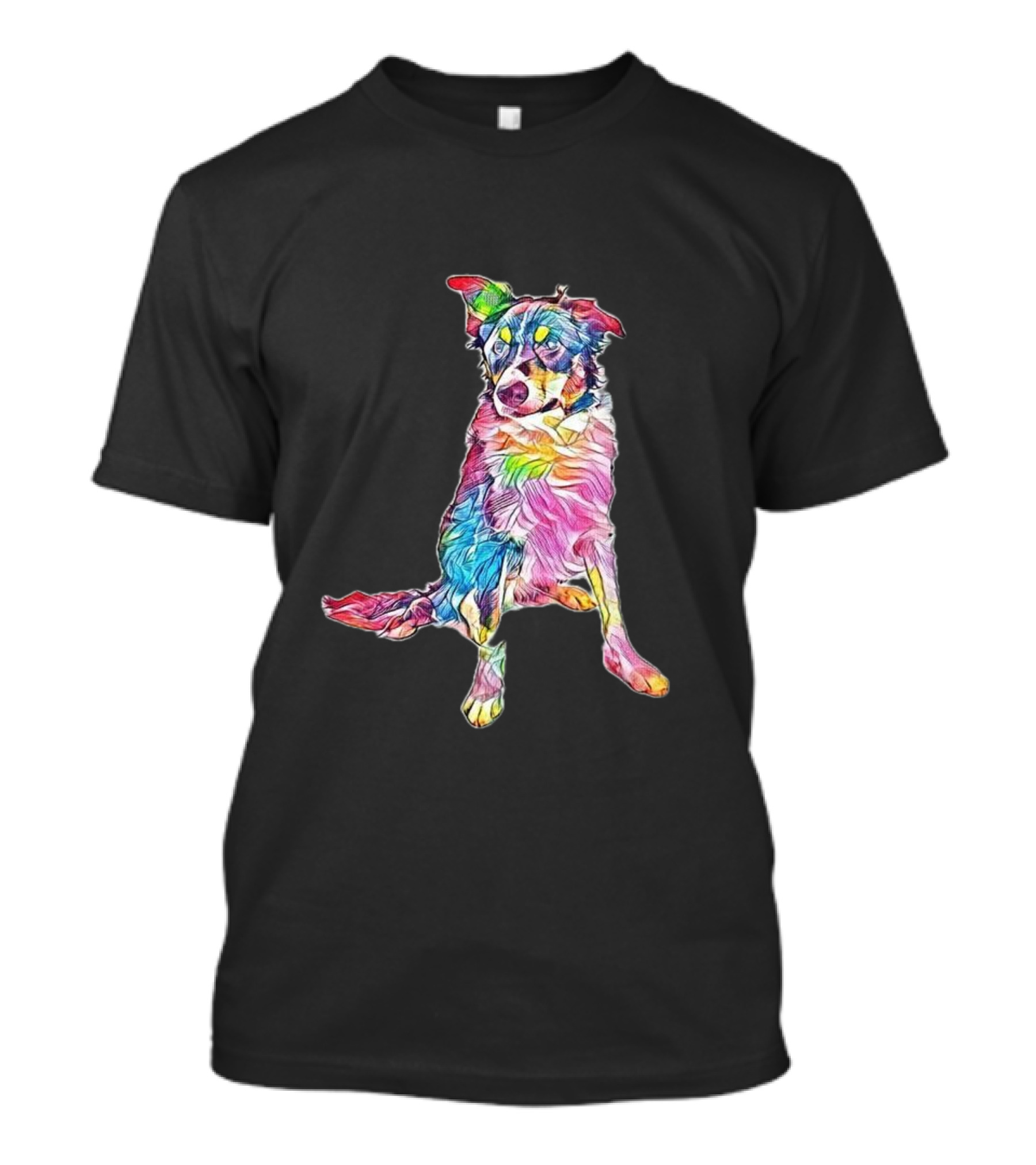 Young Border Collie Mix Sitti Colorful Abstract T-Shirt