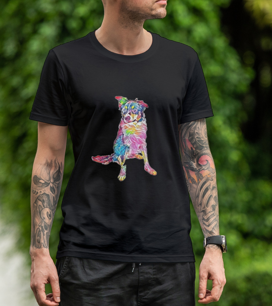 Young Border Collie Mix Sitti Colorful Abstract T-Shirt