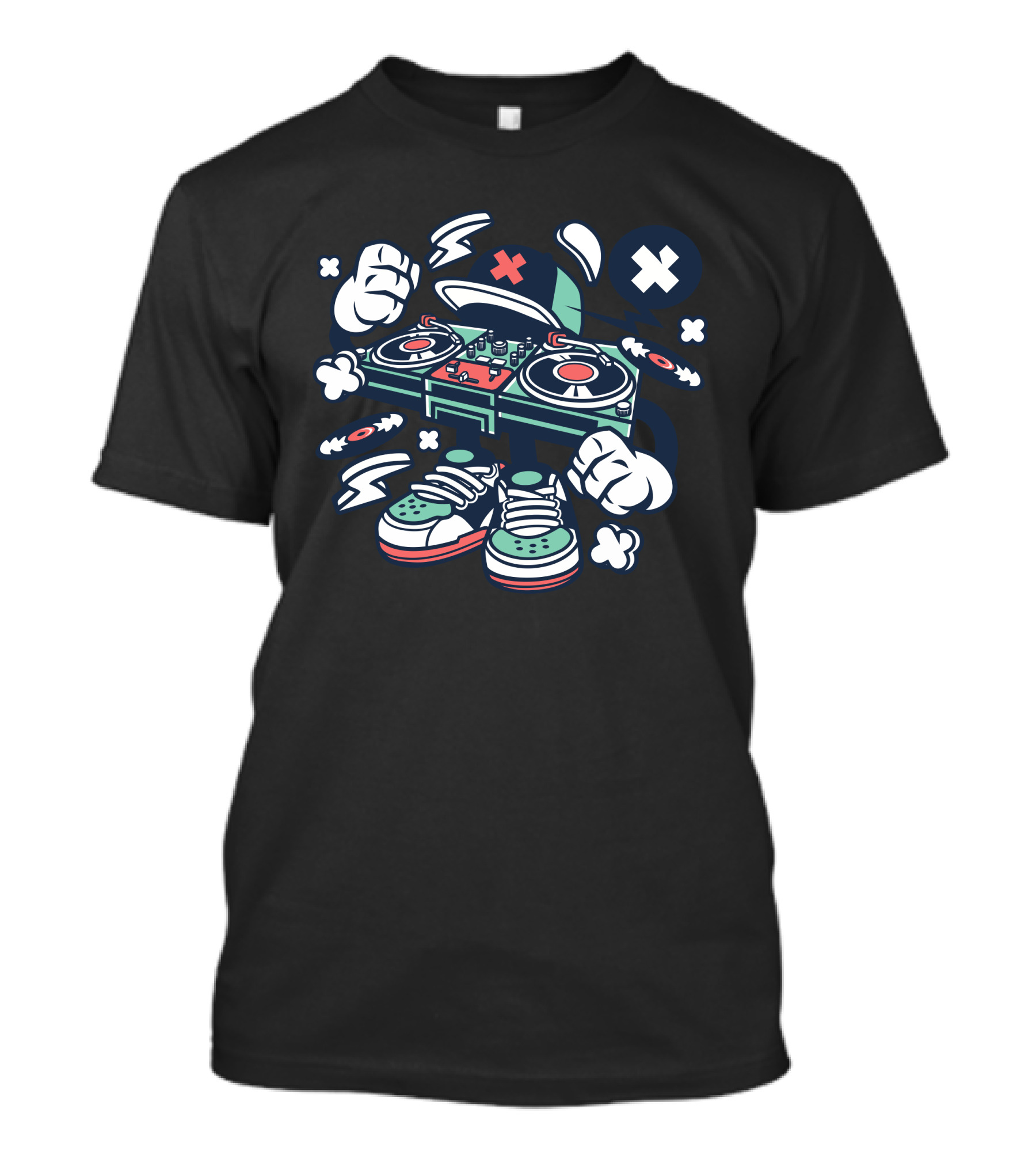 Disc Jockey Mixer Urban Beat Style Sneakers And Turntables T-Shirt