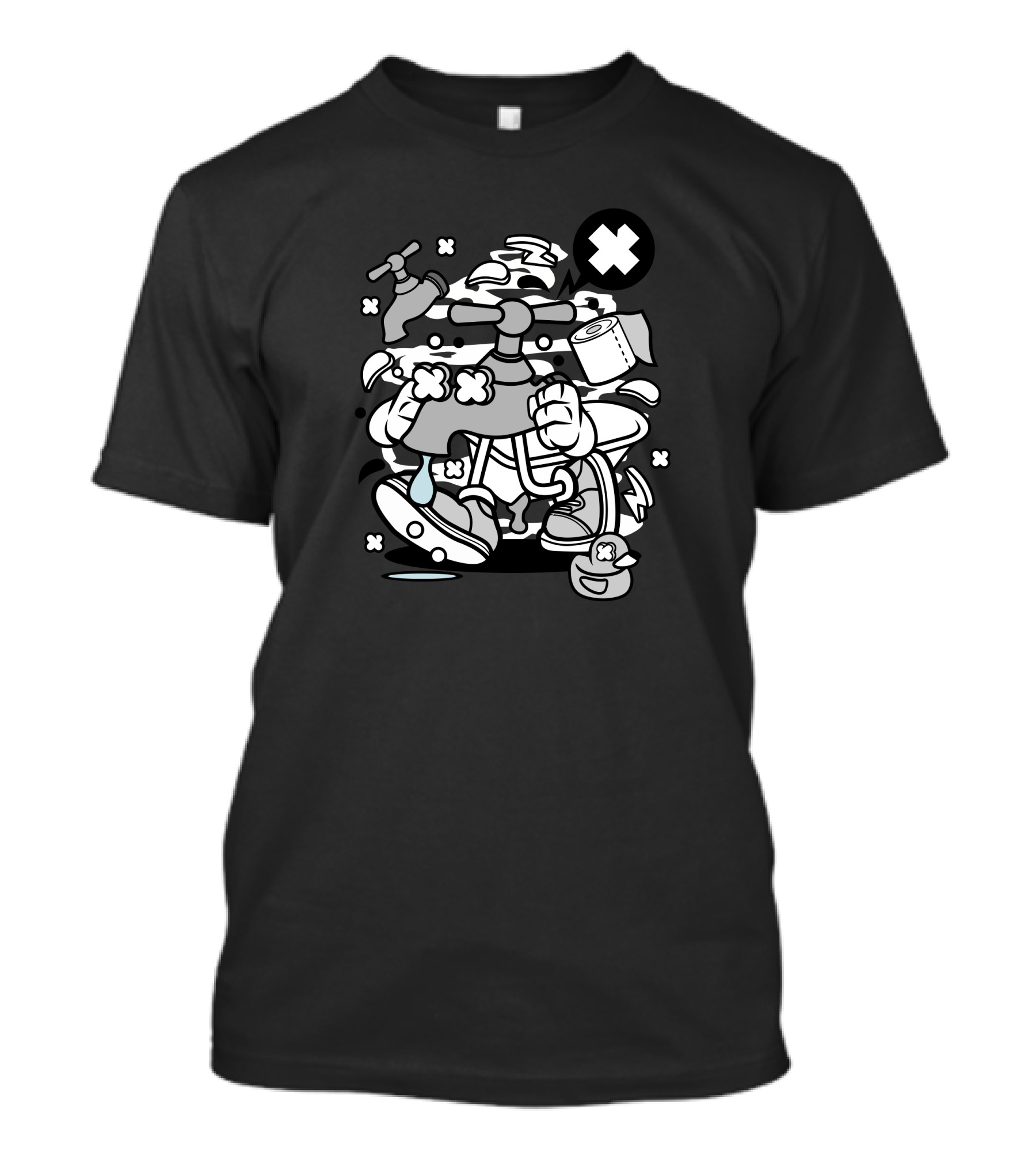 Faucet Drip Character With Toilet Paper And Rubber Duck T-Shirt