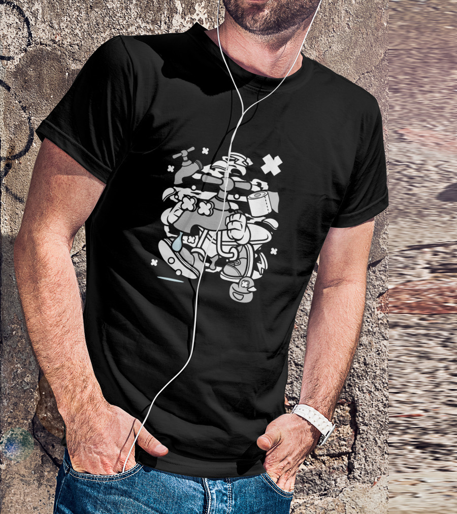 Faucet Drip Character With Toilet Paper And Rubber Duck T-Shirt