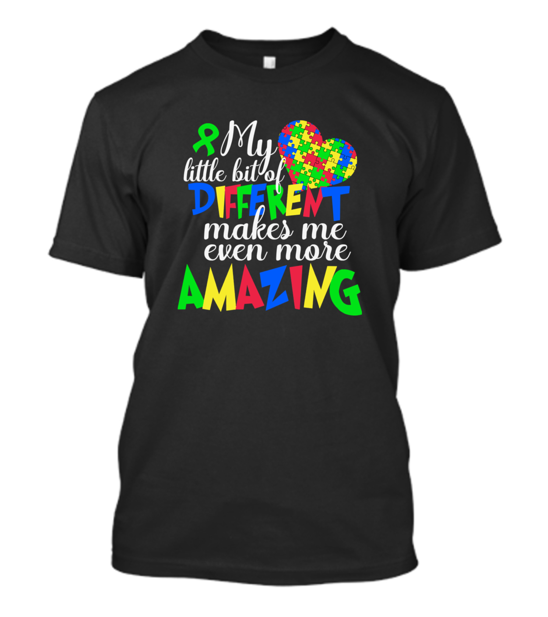 My Little Bit Of Different Makes Me Even More Amazing Autism Puzzle Heart T-Shirt