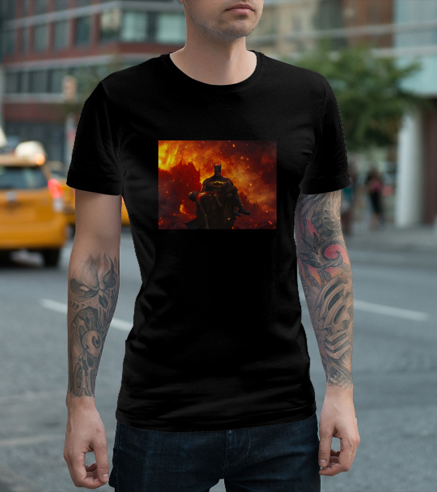 Batman The Death In The Family Fiery Background Scene T-Shirt