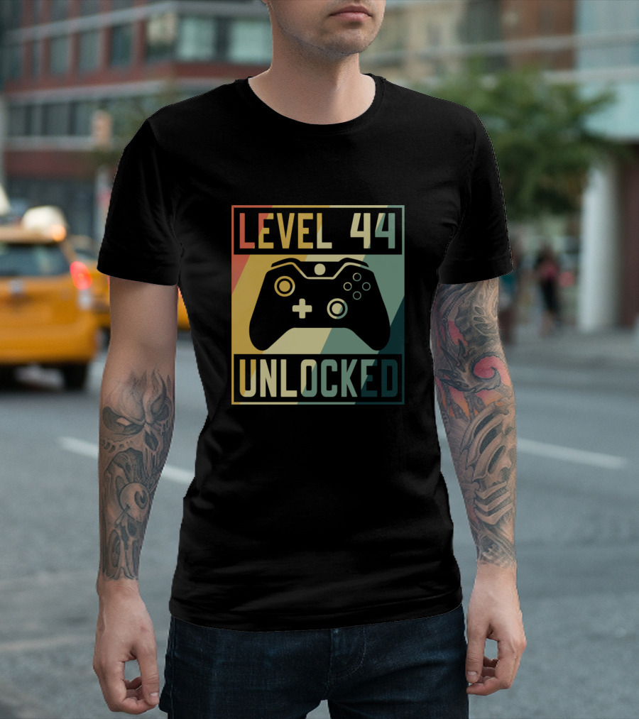 Level 44 Unlocked Video Game Controller Birthday Gamer T-Shirt