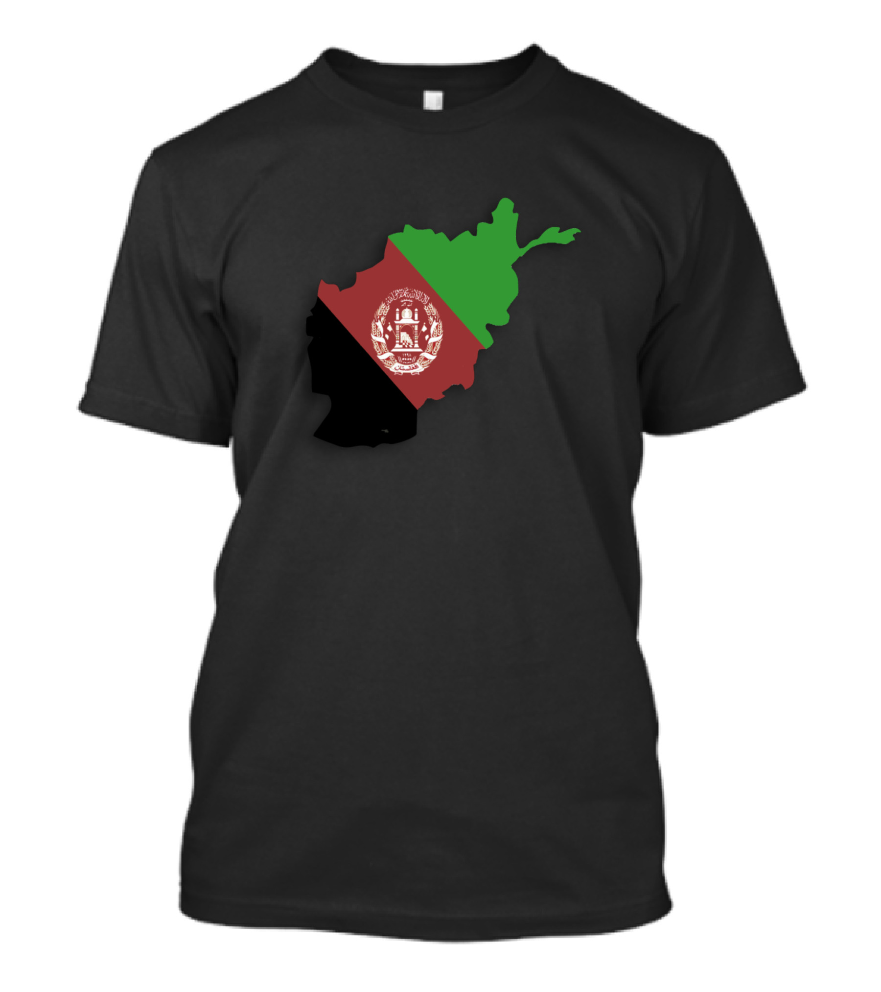 Afghanistan Map Outline With National Flag Colors And Emblem T-Shirt