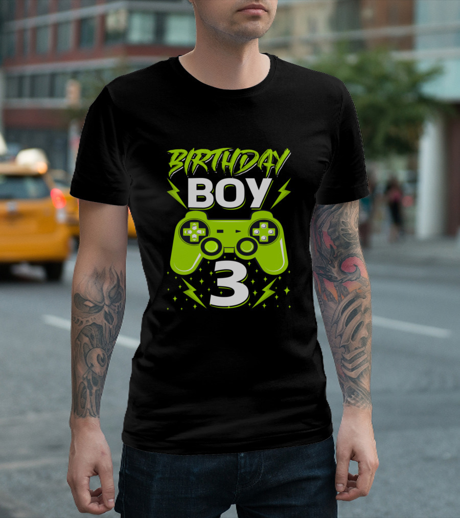 Birthday Boy 3 Gamer Video Game Controller 3rd T-Shirt