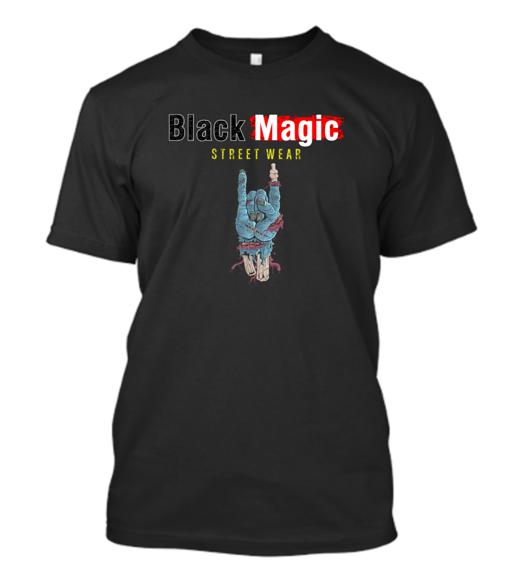 Black Magic Street Wear Zombie Hand 666 Sign T-Shirt