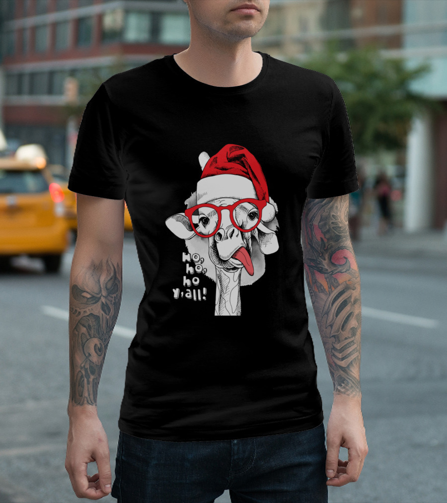 Ho Ho Ho Y'all Christmas Giraffe T-Shirt