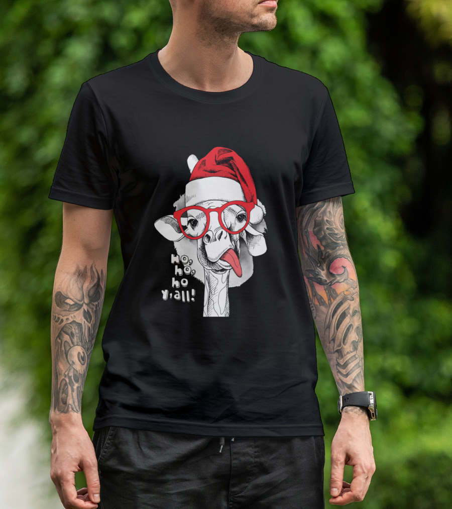 Ho Ho Ho Y'all Christmas Giraffe T-Shirt