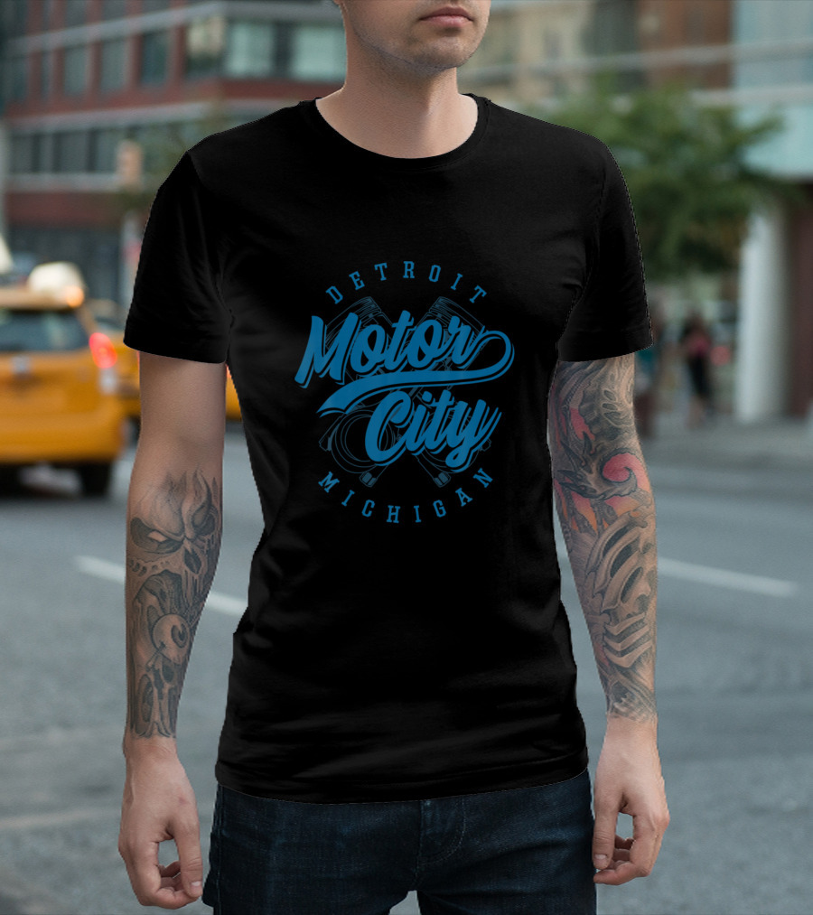 Detroit Motor City Michigan Classic Design Engraved Pistons T-Shirt